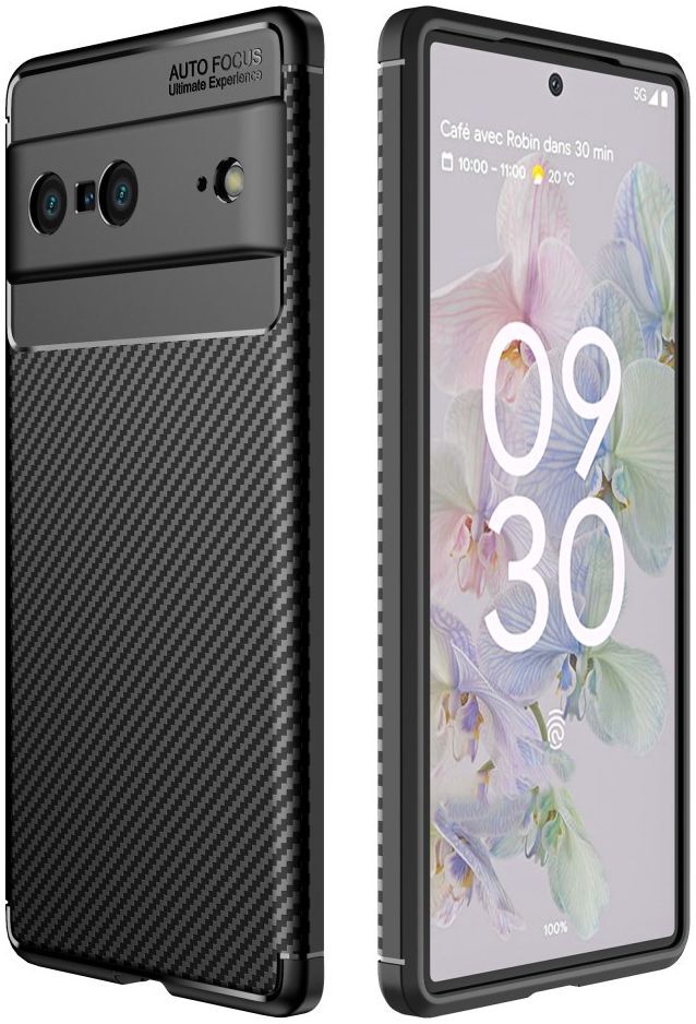 Google Pixel 7 Hoesje Siliconen Carbon TPU Back Cover Zwart afbeelding 4