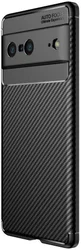 Google Pixel 7 Hoesje Siliconen Carbon TPU Back Cover Zwart afbeelding