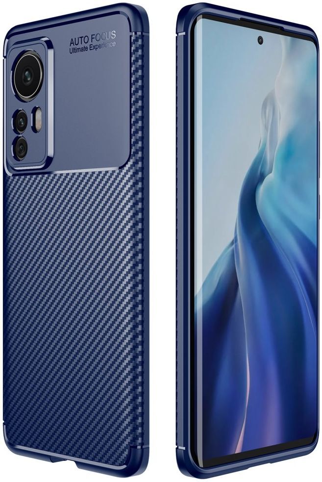 Xiaomi 12 / 12X Hoesje Siliconen Carbon TPU Back Cover Blauw afbeelding 1