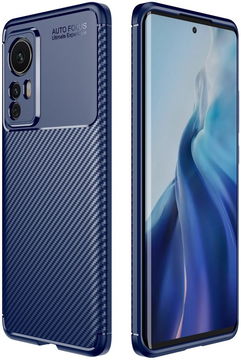 Xiaomi 12 / 12X Hoesje Siliconen Carbon TPU Back Cover Blauw