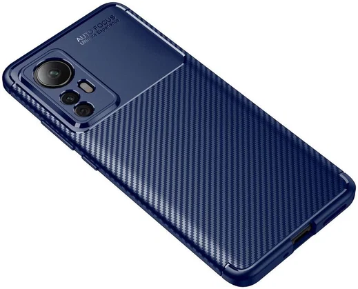 Xiaomi 12 / 12X Hoesje Siliconen Carbon TPU Back Cover Blauw afbeelding 2