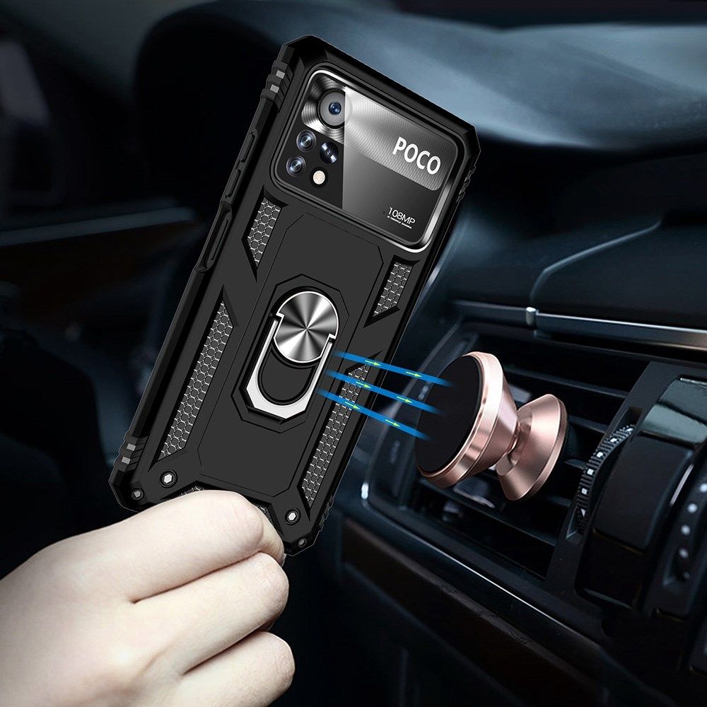 Xiaomi Poco X4 Pro Hoesje Hybride Kickstand Back Cover Zwart afbeelding 5