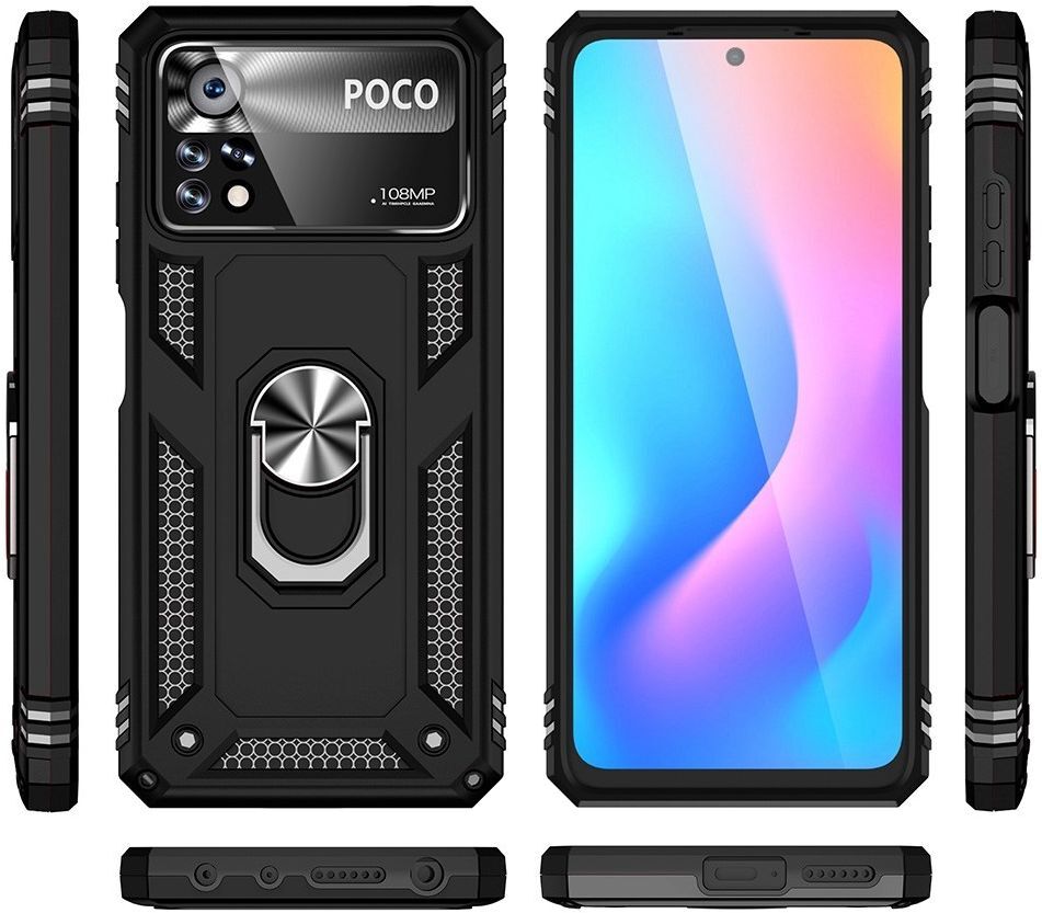 Xiaomi Poco X4 Pro Hoesje Hybride Kickstand Back Cover Zwart afbeelding 8