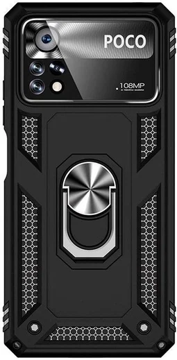 Xiaomi Poco X4 Pro Hoesje Hybride Kickstand Back Cover Zwart afbeelding 2