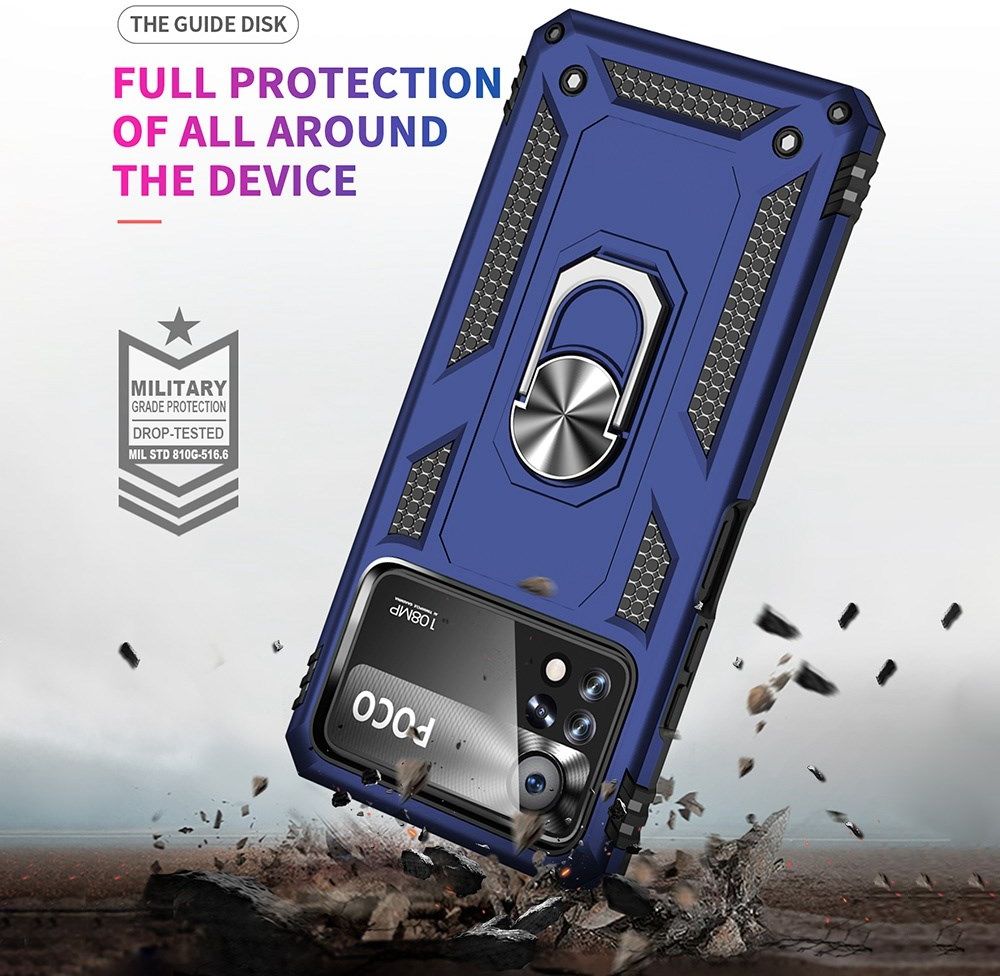 Xiaomi Poco X4 Pro Hoesje Hybride Kickstand Back Cover Blauw afbeelding 4