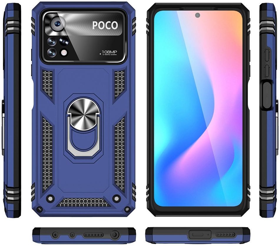 Xiaomi Poco X4 Pro Hoesje Hybride Kickstand Back Cover Blauw afbeelding 8