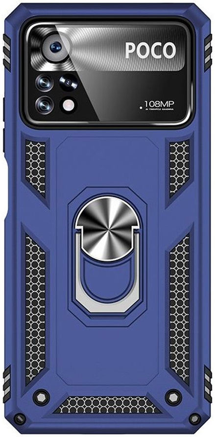 Xiaomi Poco X4 Pro Hoesje Hybride Kickstand Back Cover Blauw afbeelding 2