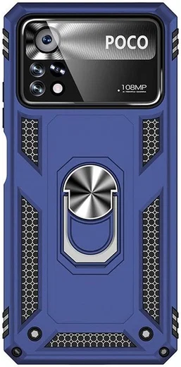 Xiaomi Poco X4 Pro Hoesje Hybride Kickstand Back Cover Blauw afbeelding 2
