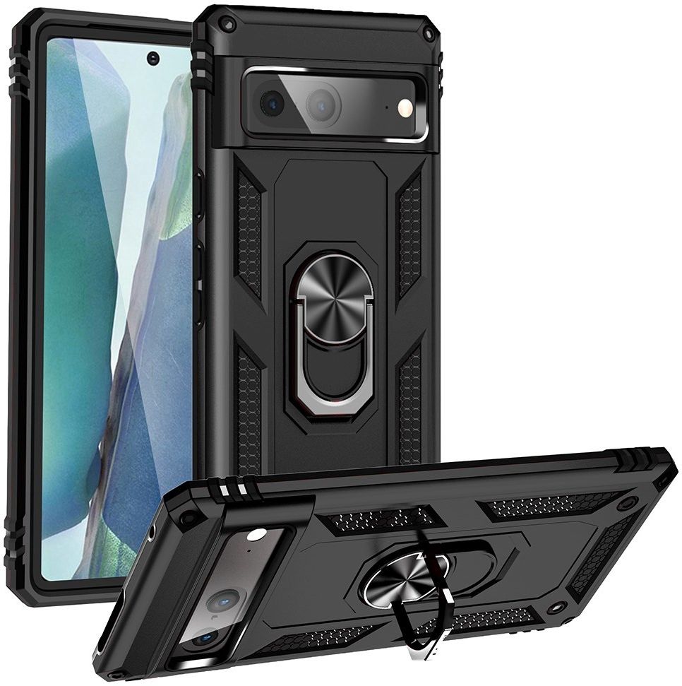 Google Pixel 7 Hoesje Hybride Kickstand Back Cover Zwart afbeelding 1