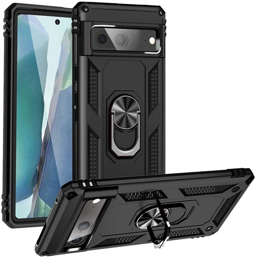 Google Pixel 7 Hoesje Hybride Kickstand Back Cover Zwart afbeelding 1