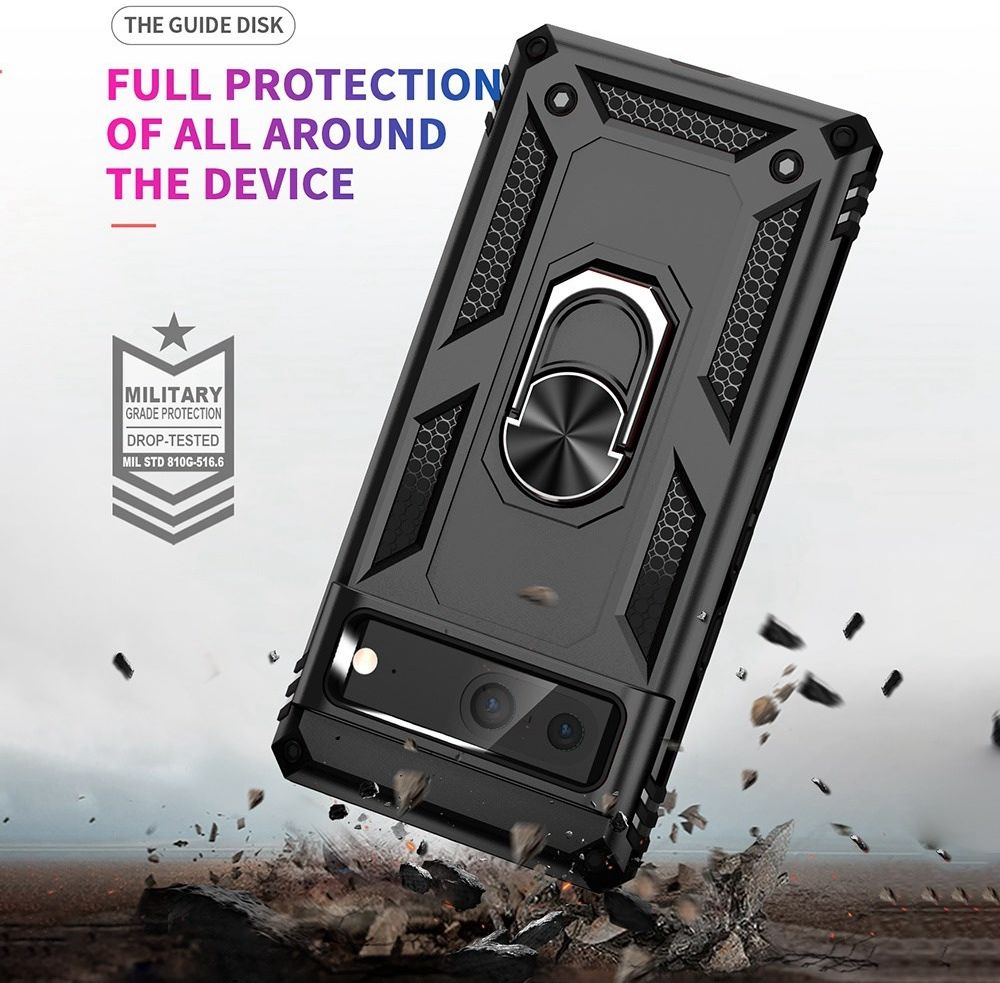 Google Pixel 7 Hoesje Hybride Kickstand Back Cover Zwart afbeelding 4
