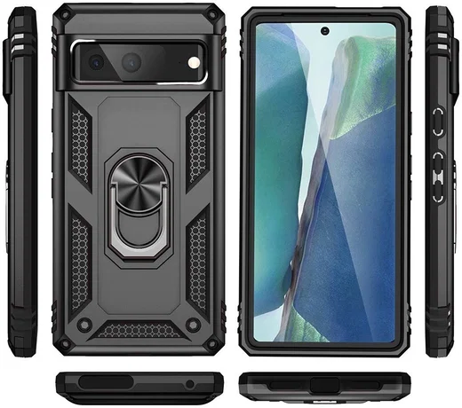 Google Pixel 7 Hoesje Hybride Kickstand Back Cover Zwart afbeelding 8