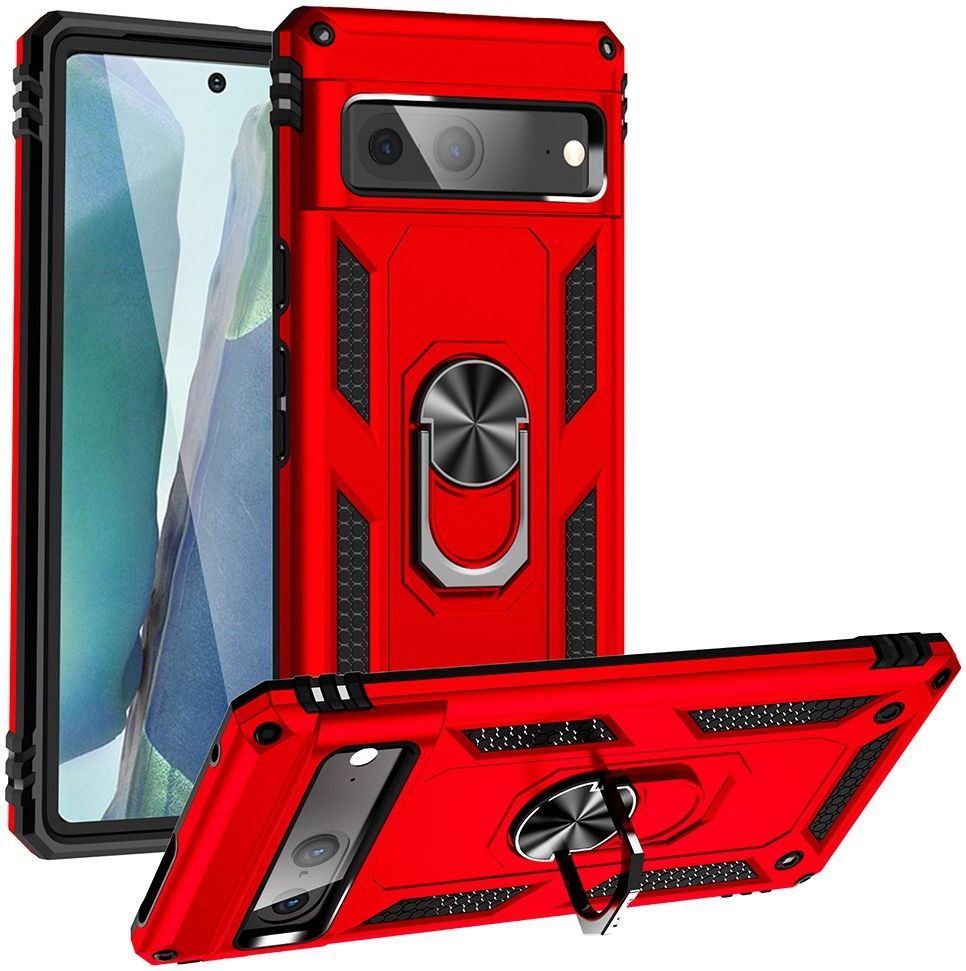 Google Pixel 7 Hoesje Hybride Kickstand Back Cover Rood afbeelding 1
