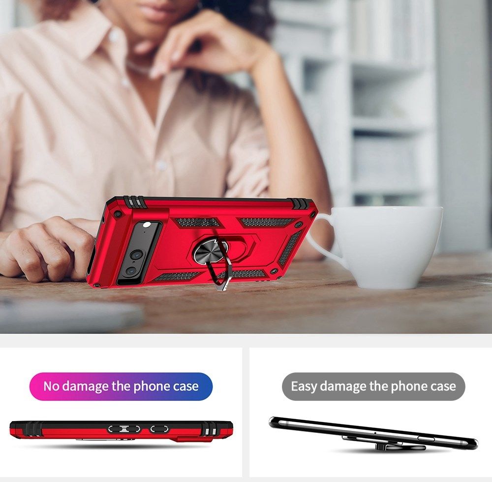 Google Pixel 7 Hoesje Hybride Kickstand Back Cover Rood afbeelding 7