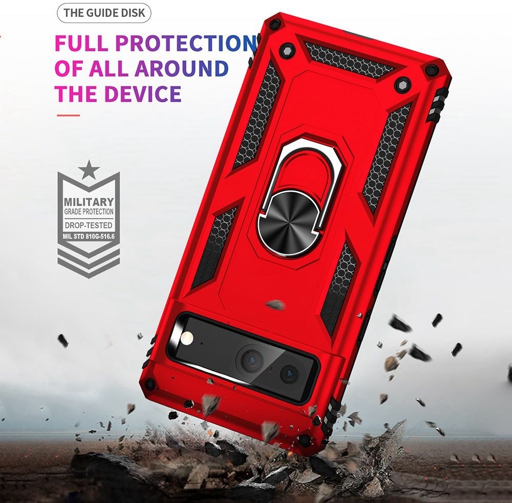Google Pixel 7 Hoesje Hybride Kickstand Back Cover Rood afbeelding 4