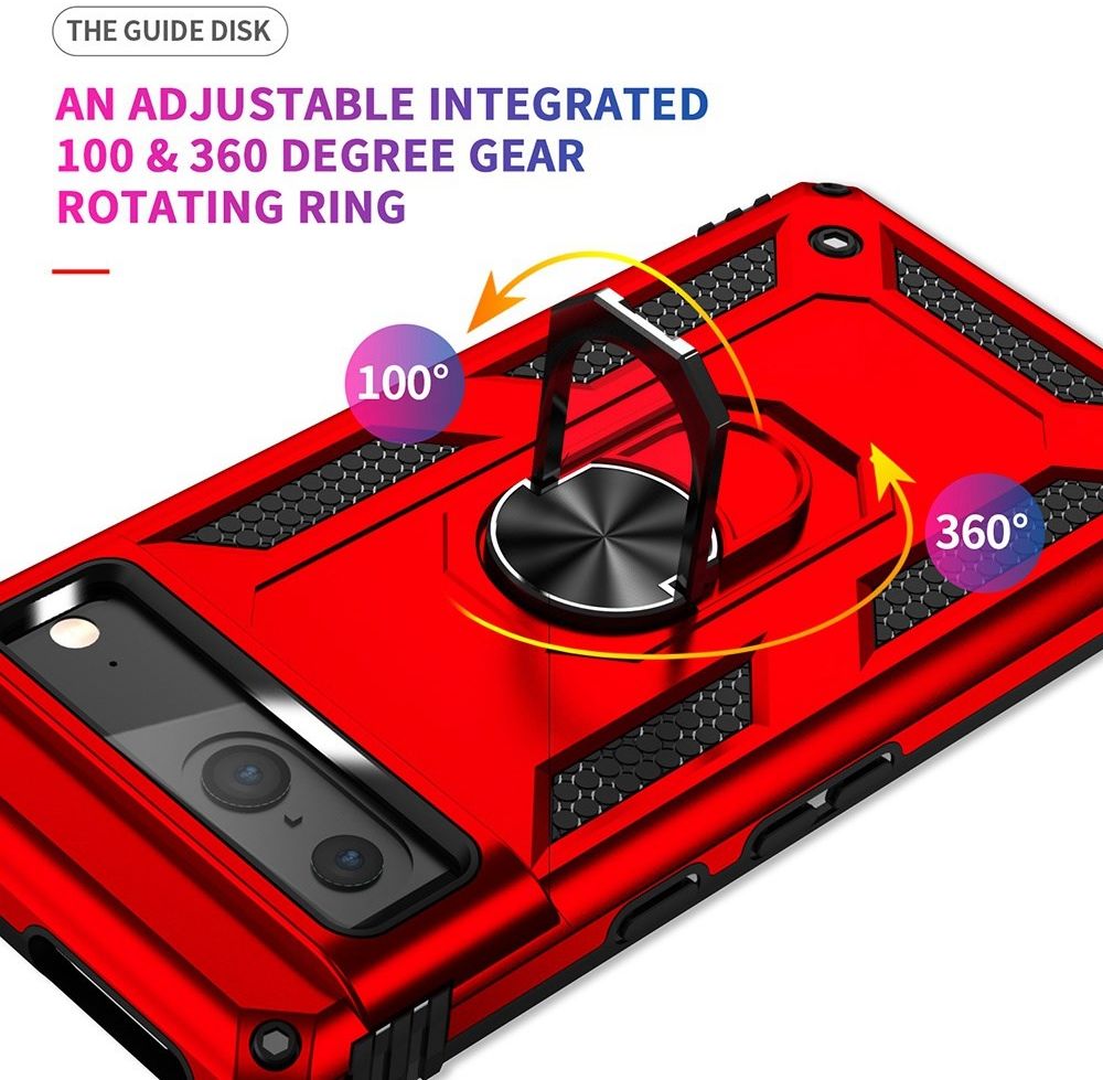 Google Pixel 7 Hoesje Hybride Kickstand Back Cover Rood afbeelding 5