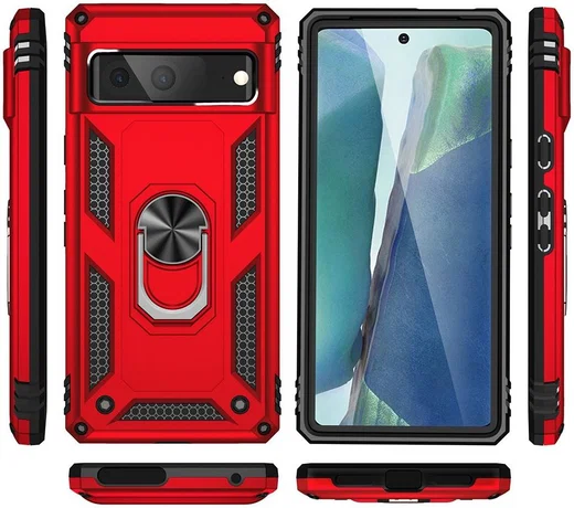 Google Pixel 7 Hoesje Hybride Kickstand Back Cover Rood afbeelding 8