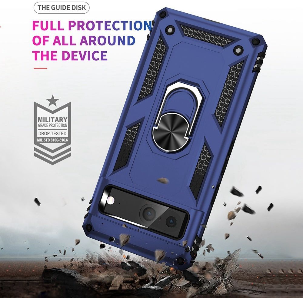 Google Pixel 7 Hoesje Hybride Kickstand Back Cover Blauw afbeelding 4