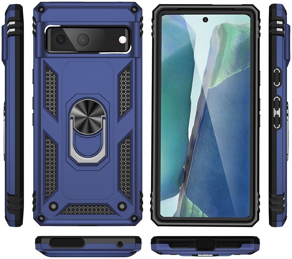 Google Pixel 7 Hoesje Hybride Kickstand Back Cover Blauw afbeelding 8