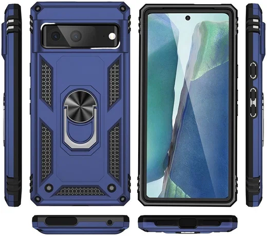 Google Pixel 7 Hoesje Hybride Kickstand Back Cover Blauw afbeelding 8