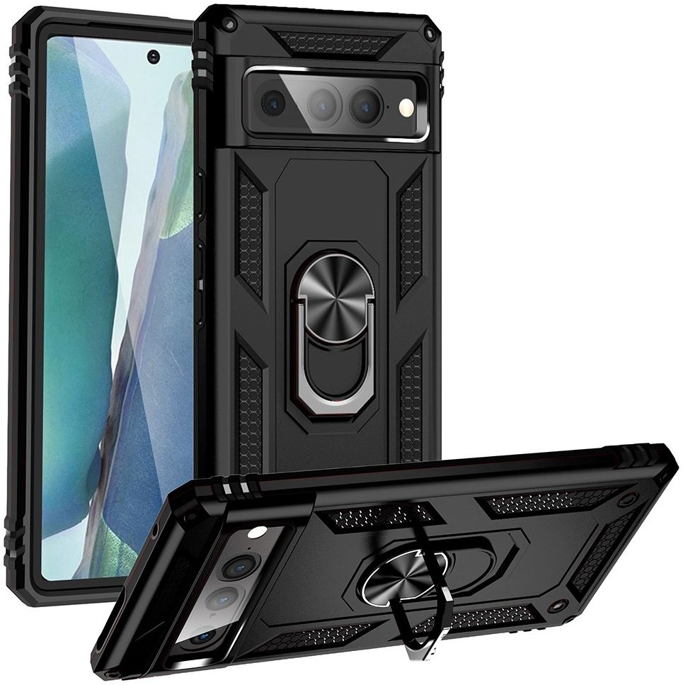 Google Pixel 7 Pro Hoesje Hybride Kickstand Back Cover Zwart afbeelding 1