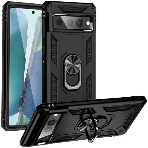 Google Pixel 7 Pro Hoesje Hybride Kickstand Back Cover Zwart afbeelding 1