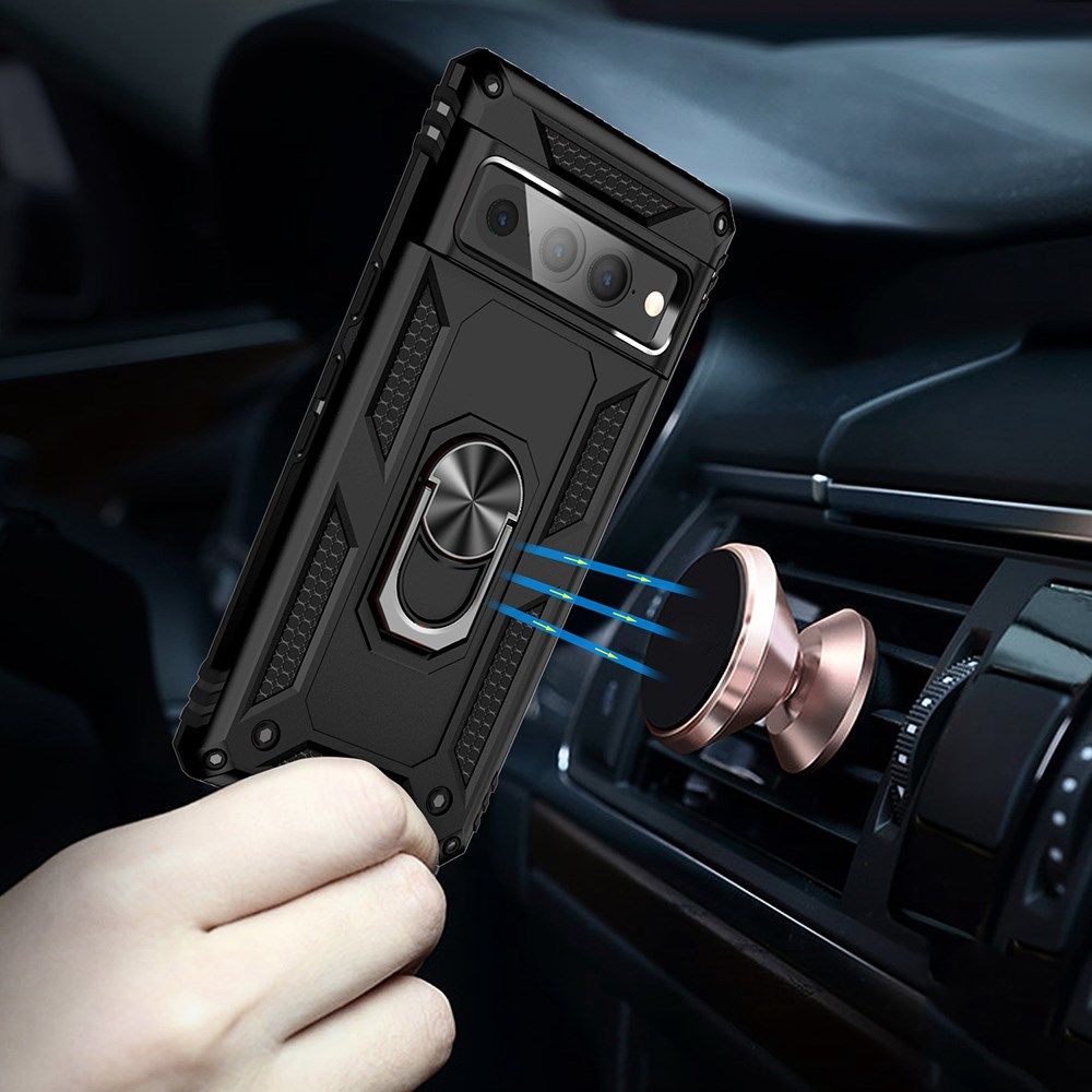 Google Pixel 7 Pro Hoesje Hybride Kickstand Back Cover Zwart afbeelding 3