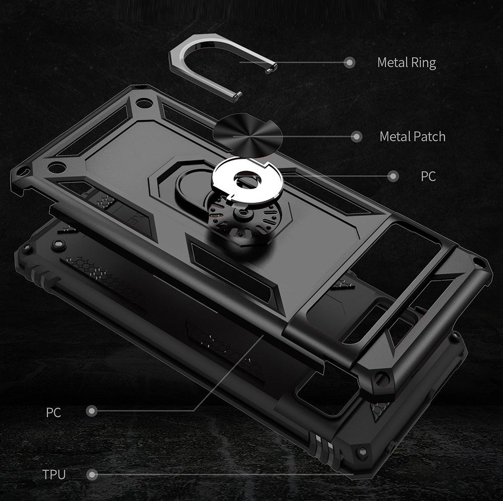 Google Pixel 7 Pro Hoesje Hybride Kickstand Back Cover Zwart afbeelding 7