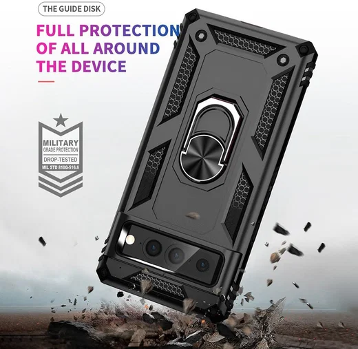 Google Pixel 7 Pro Hoesje Hybride Kickstand Back Cover Zwart afbeelding 4