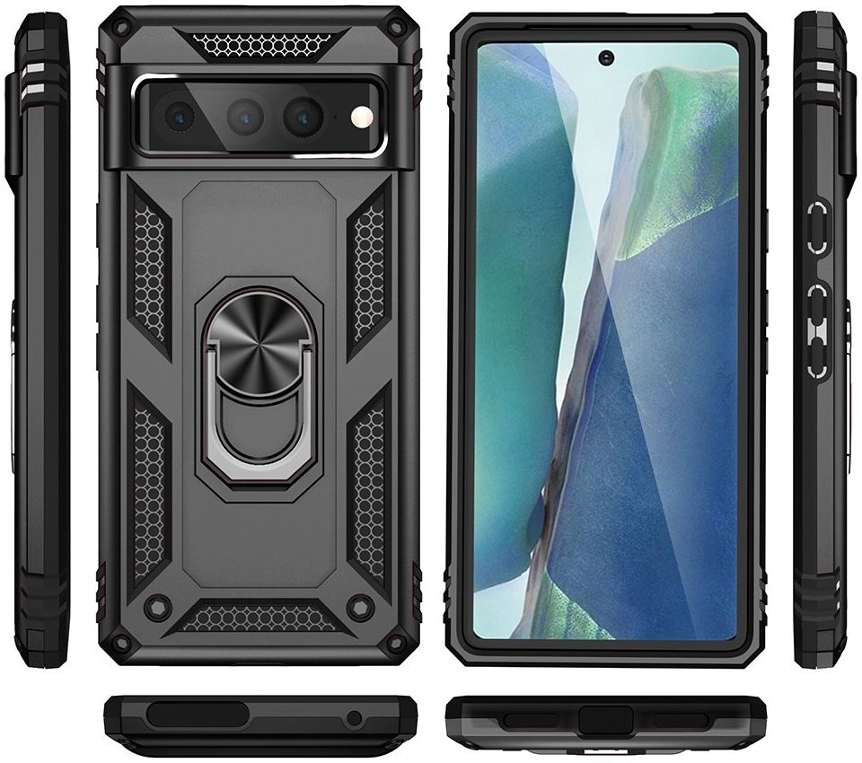 Google Pixel 7 Pro Hoesje Hybride Kickstand Back Cover Zwart afbeelding 8