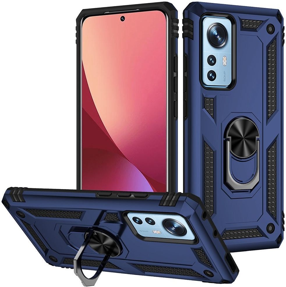 Xiaomi 12 / 12X Hoesje Hybride Kickstand Back Cover Blauw afbeelding 1