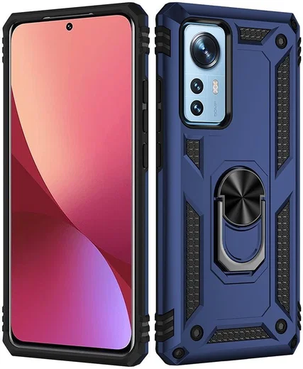 Xiaomi 12 / 12X Hoesje Hybride Kickstand Back Cover Blauw afbeelding 2