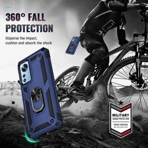Xiaomi 12 / 12X Hoesje Hybride Kickstand Back Cover Blauw afbeelding 3