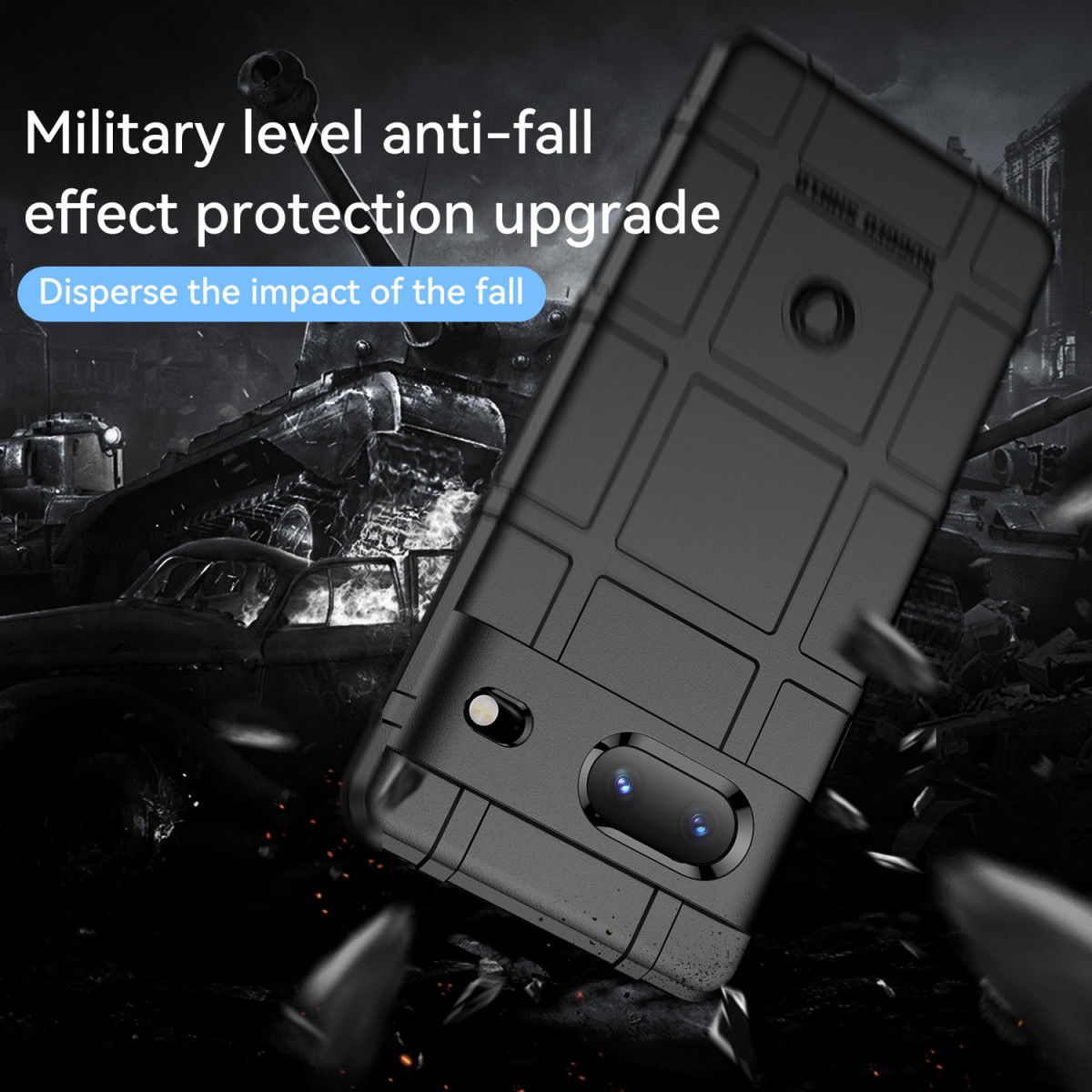 Google Pixel 7 Hoesje Shock Proof Rugged Shield Back Cover Zwart afbeelding 2