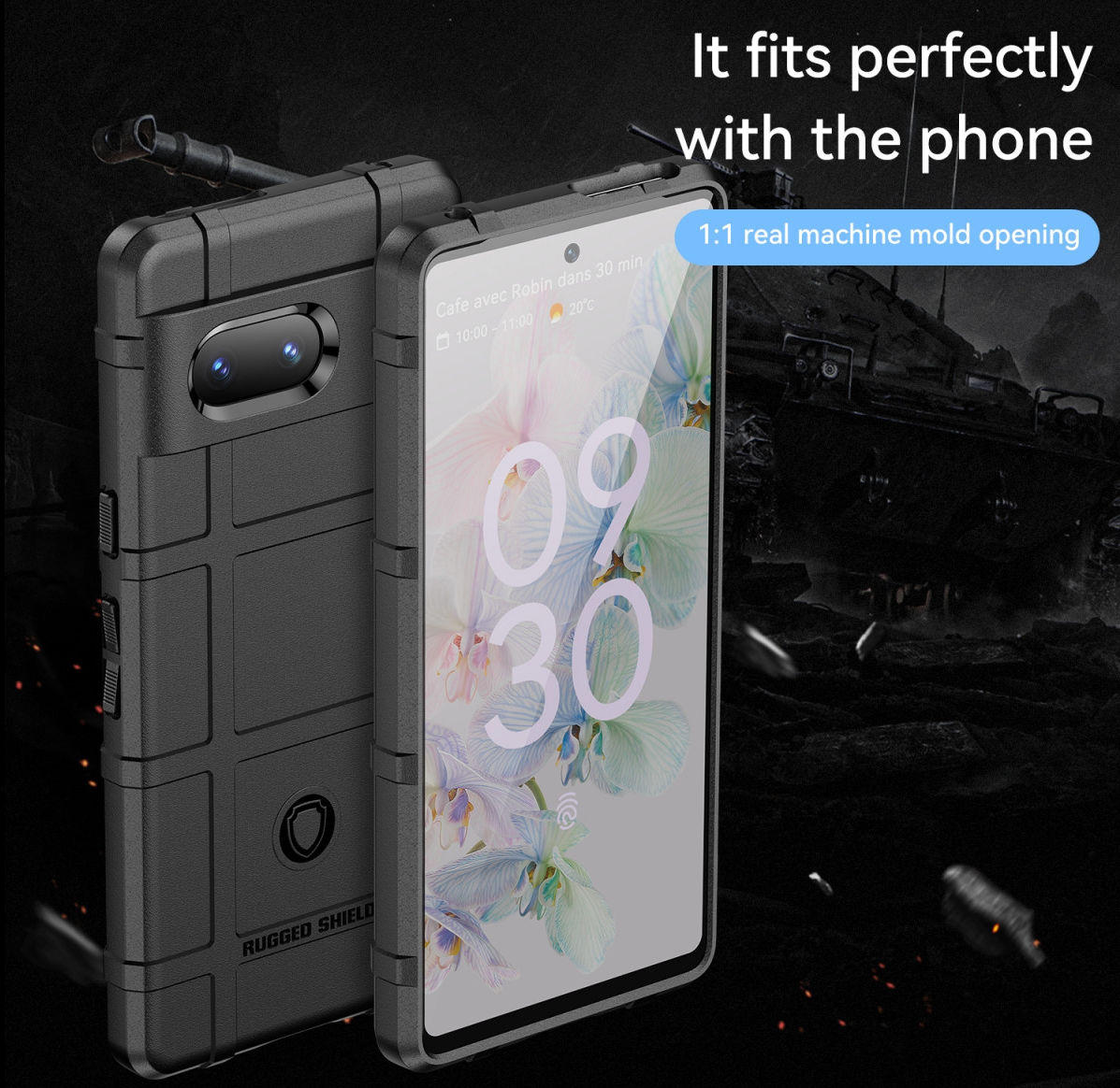 Google Pixel 7 Hoesje Shock Proof Rugged Shield Back Cover Zwart afbeelding 5