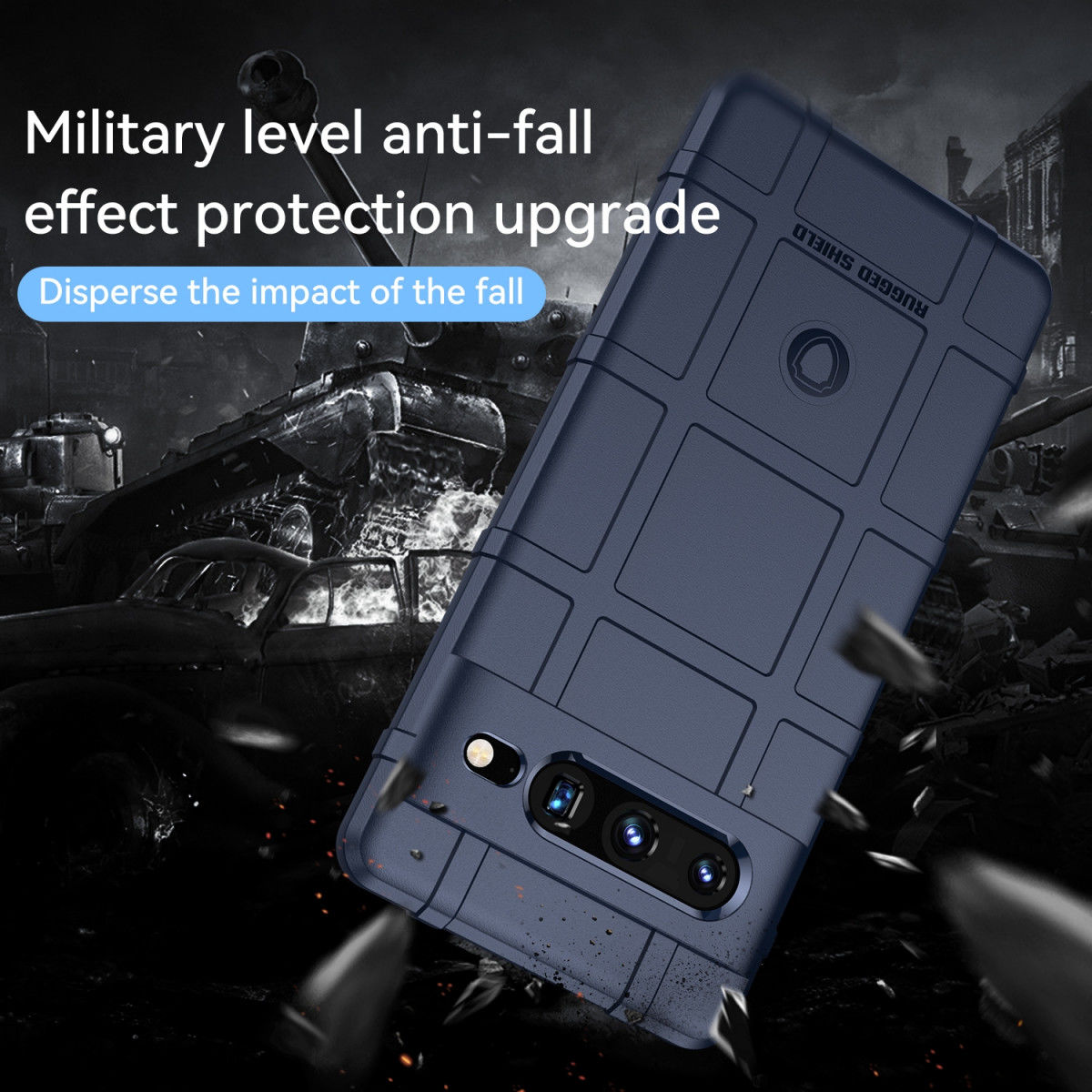 Google Pixel 7 Pro Hoesje Shock Proof Rugged Shield Back Cover Blauw afbeelding 3