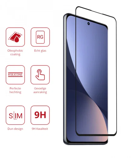 Rosso Xiaomi 12 / 12X 9H Tempered Glass Screen Protector Zwart afbeelding 2