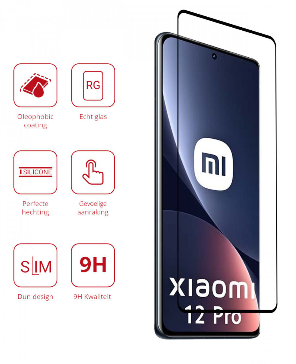 Rosso Xiaomi 12 Pro 9H Tempered Glass Screen Protector Zwart afbeelding 2