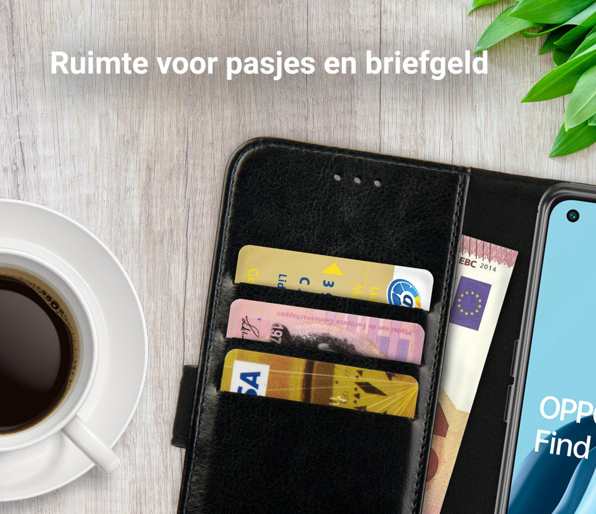 Rosso Element Oppo Find X5 Lite Hoesje Book Cover Wallet Zwart afbeelding 6