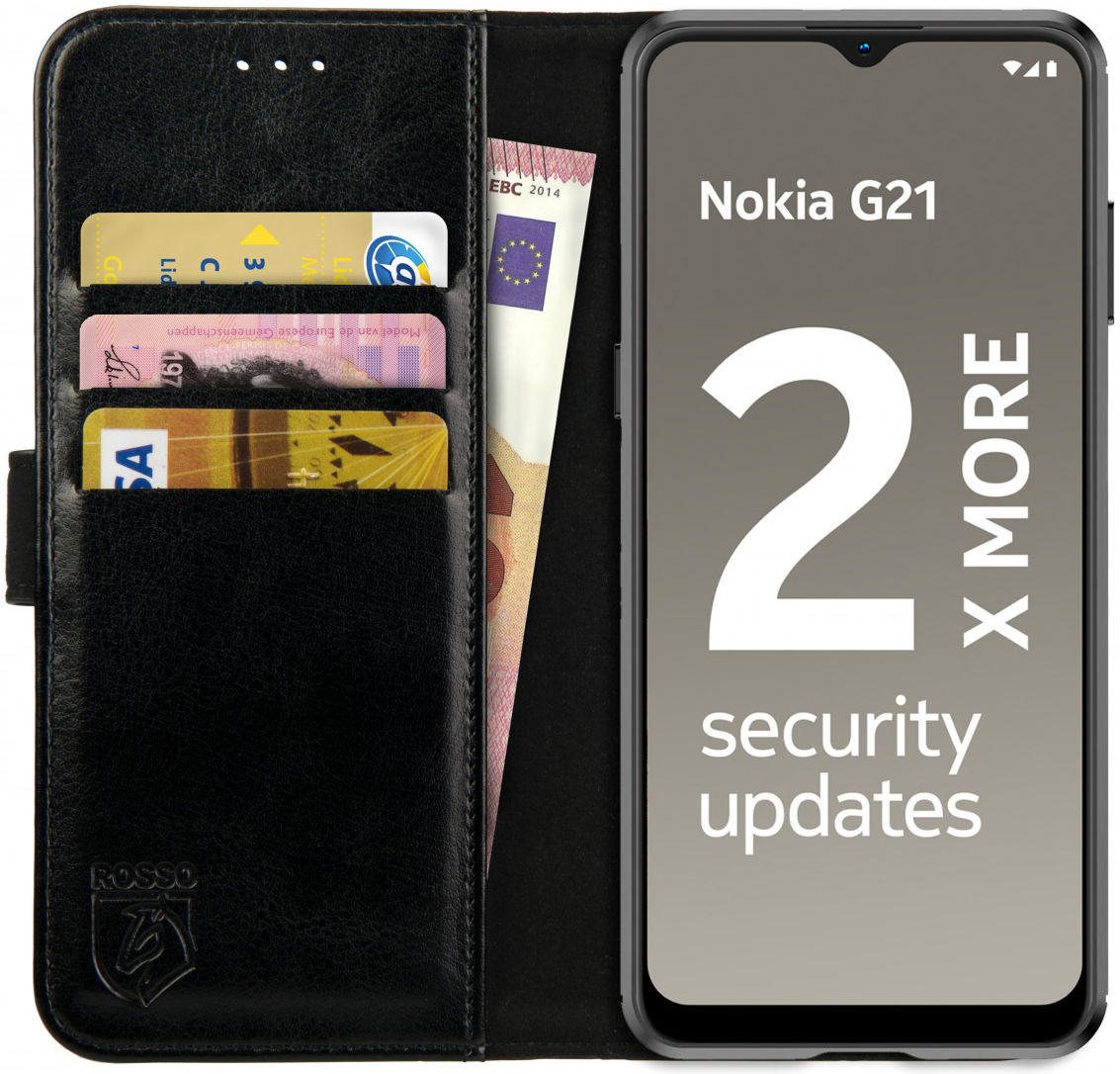 Rosso Element Nokia G21 / G11 Hoesje Book Cover Wallet Zwart afbeelding 1
