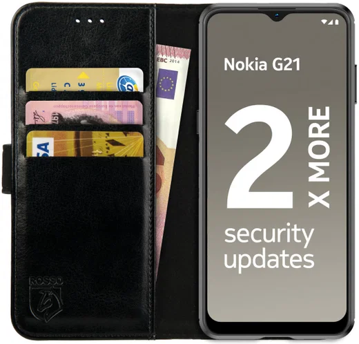 Rosso Element Nokia G21 / G11 Hoesje Book Cover Wallet Zwart afbeelding 1