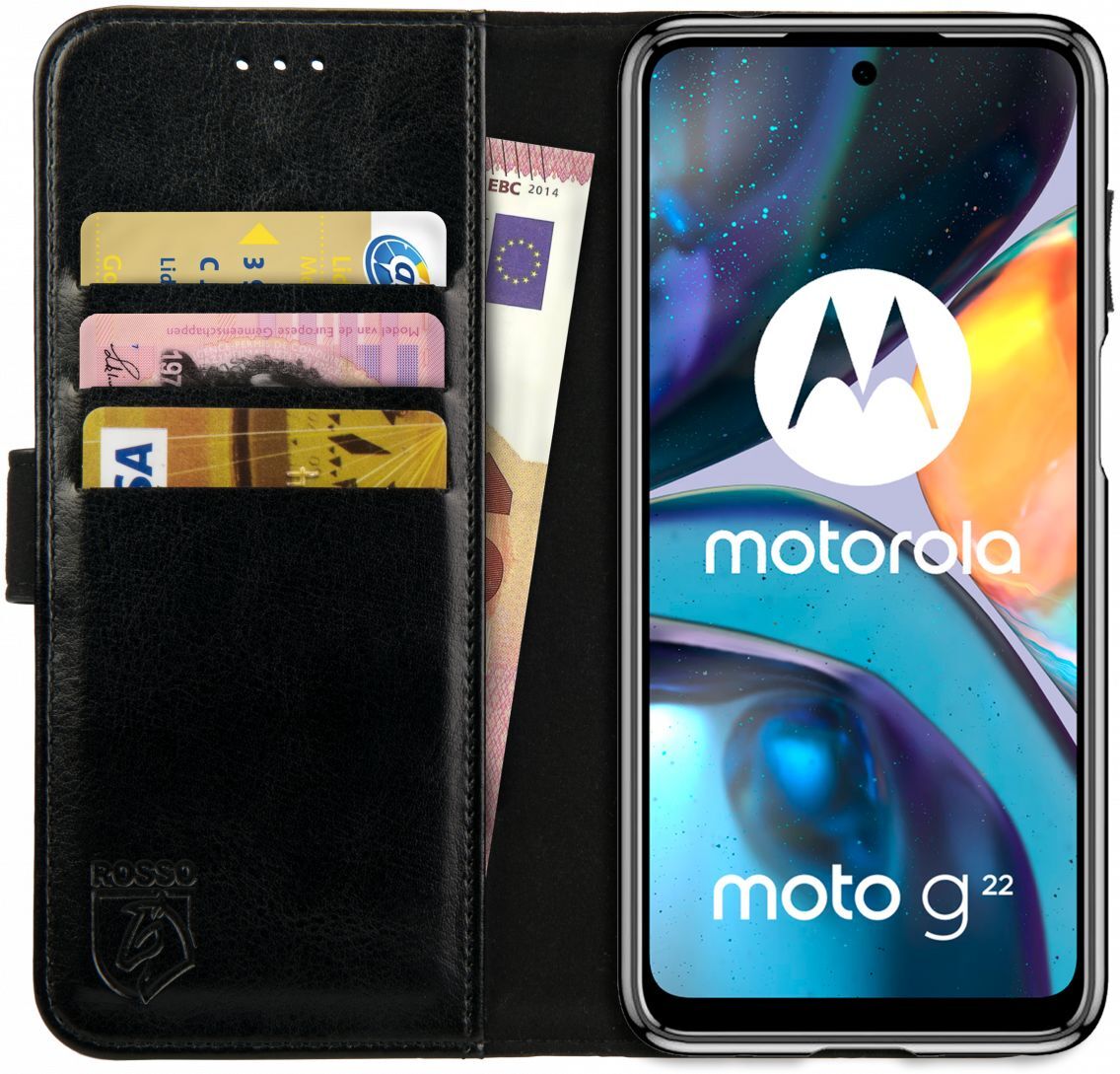 Rosso Element Motorola Moto G22 Hoesje Book Cover Wallet Zwart afbeelding 1