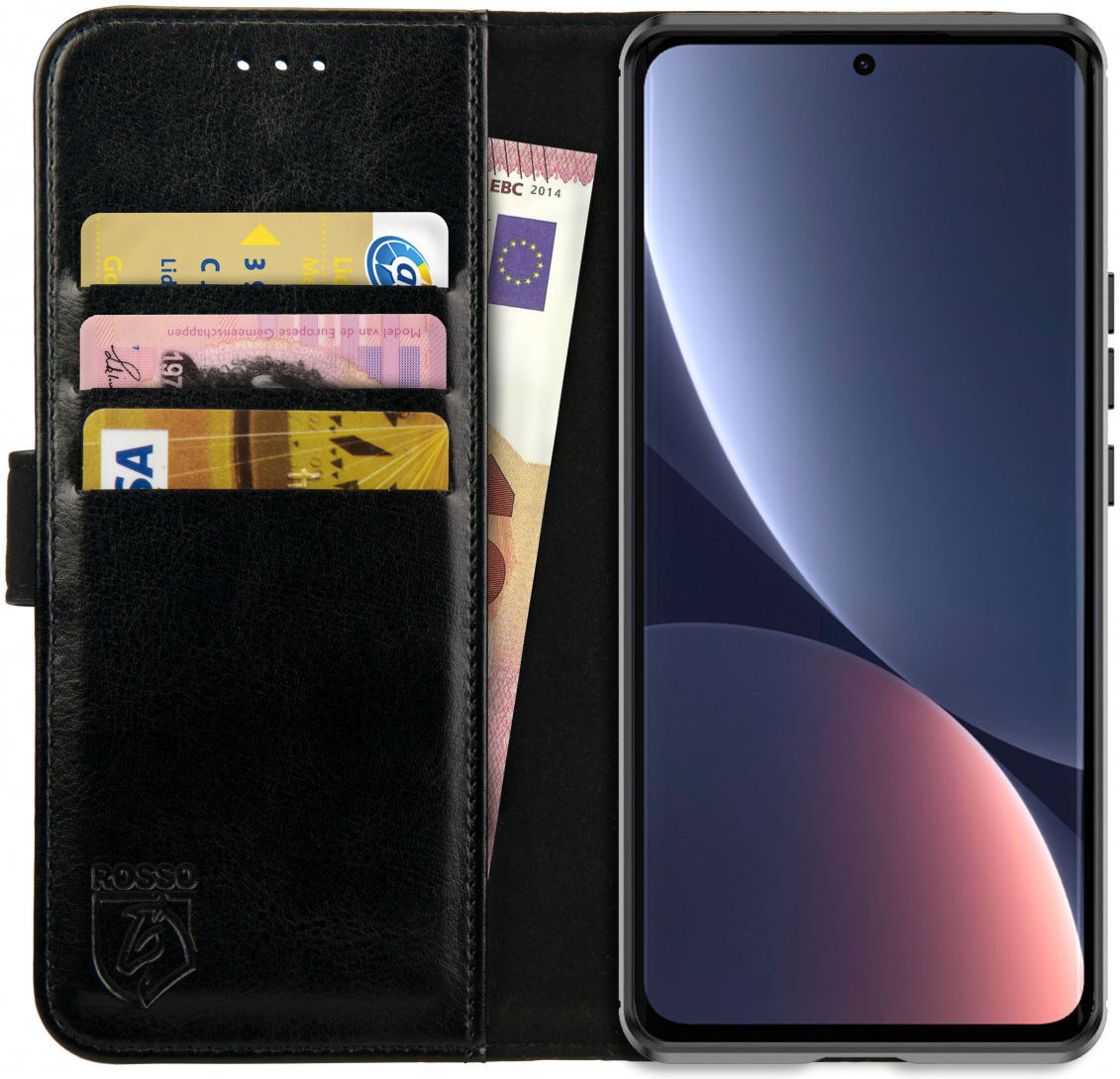 Rosso Element Xiaomi 12 Pro Hoesje Book Cover Wallet Zwart afbeelding 1