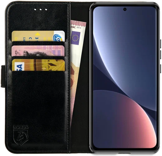 Rosso Element Xiaomi 12 Pro Hoesje Book Cover Wallet Zwart afbeelding 1