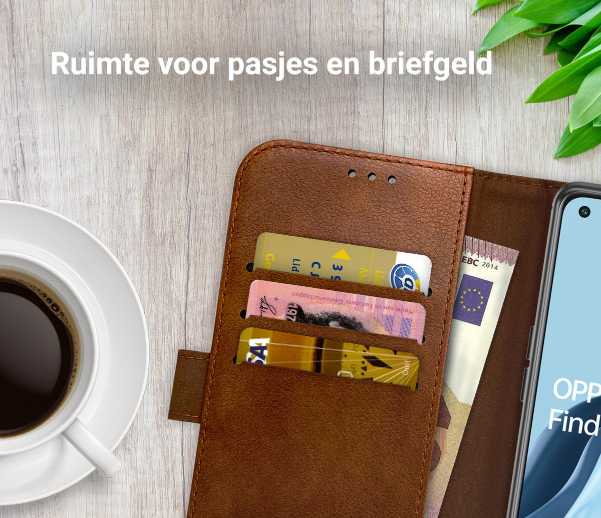 Rosso Element Oppo Find X5 Lite Hoesje Book Cover Wallet Bruin afbeelding 6