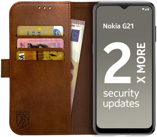 Rosso Element Nokia G21 / G11 Hoesje Book Cover Wallet Bruin afbeelding 1