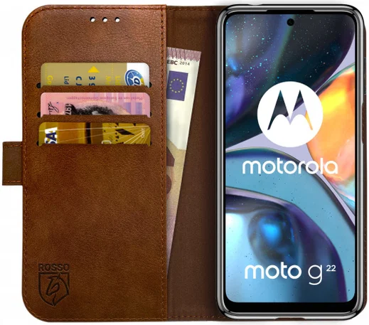 Rosso Element Motorola Moto G22 Hoesje Book Cover Wallet Bruin afbeelding 1