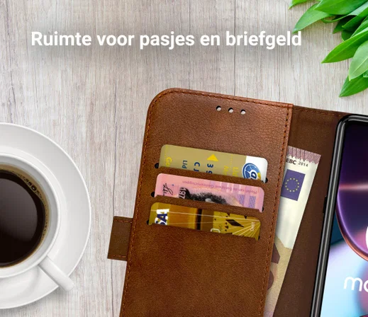 Rosso Element Motorola Edge 30 Pro Hoesje Book Cover Wallet Bruin afbeelding 5