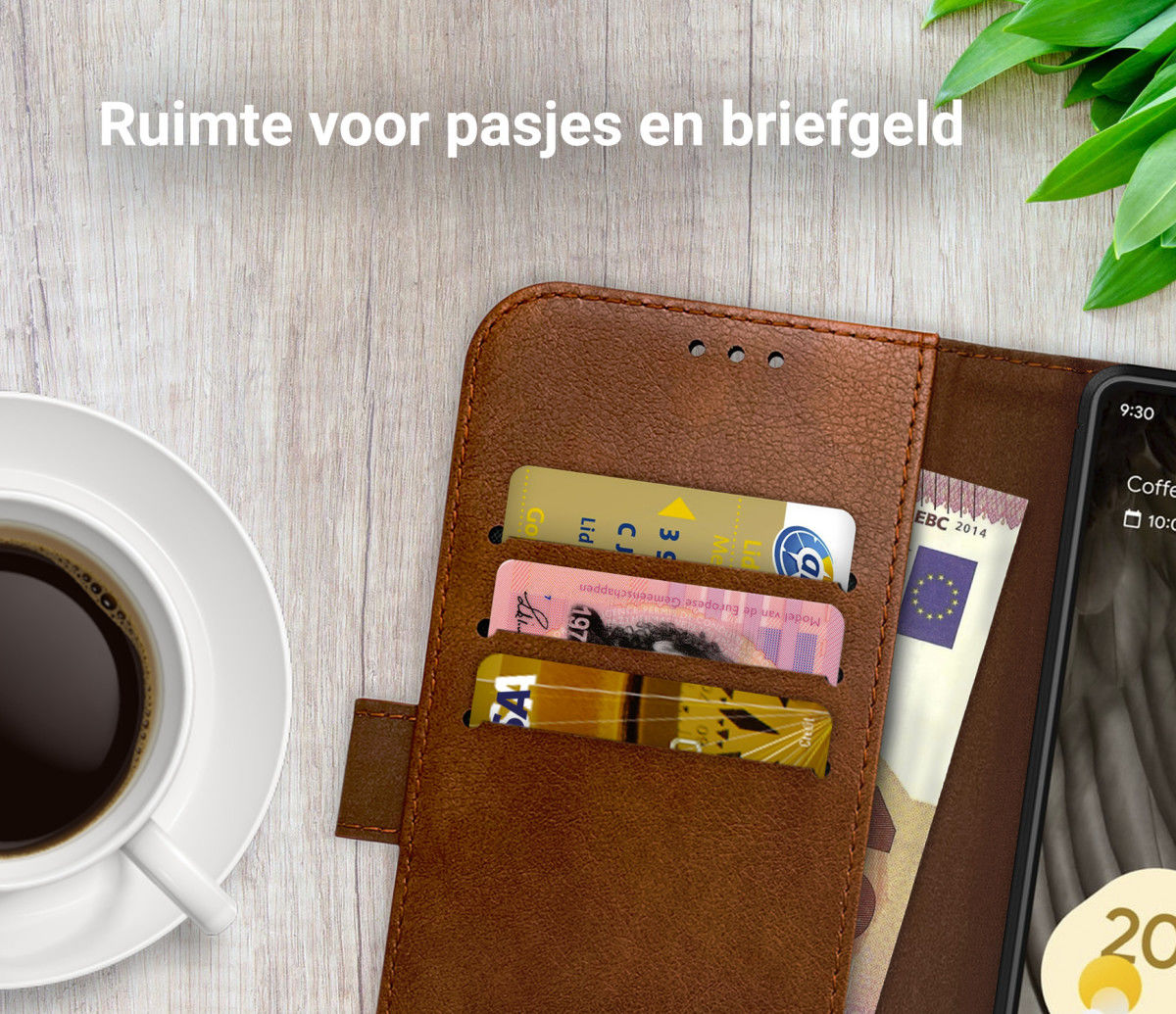 Rosso Element Google Pixel 7 Hoesje Book Cover Wallet Bruin afbeelding 6