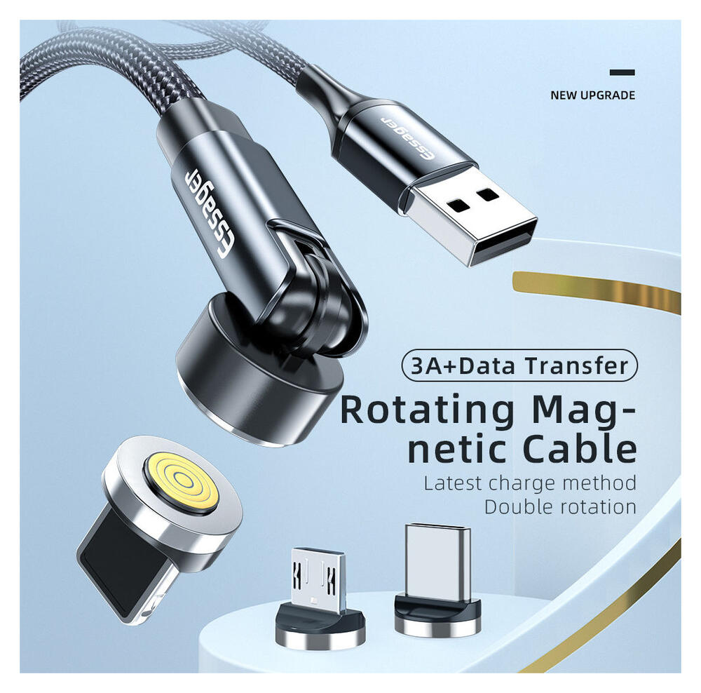 Essager 3A 540° Draaibare Magnetische Micro USB naar USB Kabel 2M afbeelding 4